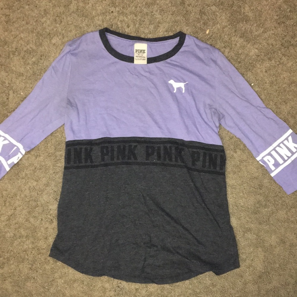 Lilac 3/4 length sleeve purple shirt VS PINK